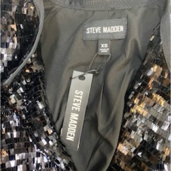 NWT Steve Madden Juliet Sequin Cropped Jacket Size XS S black NEW shoulder pads - Picture 8 of 16